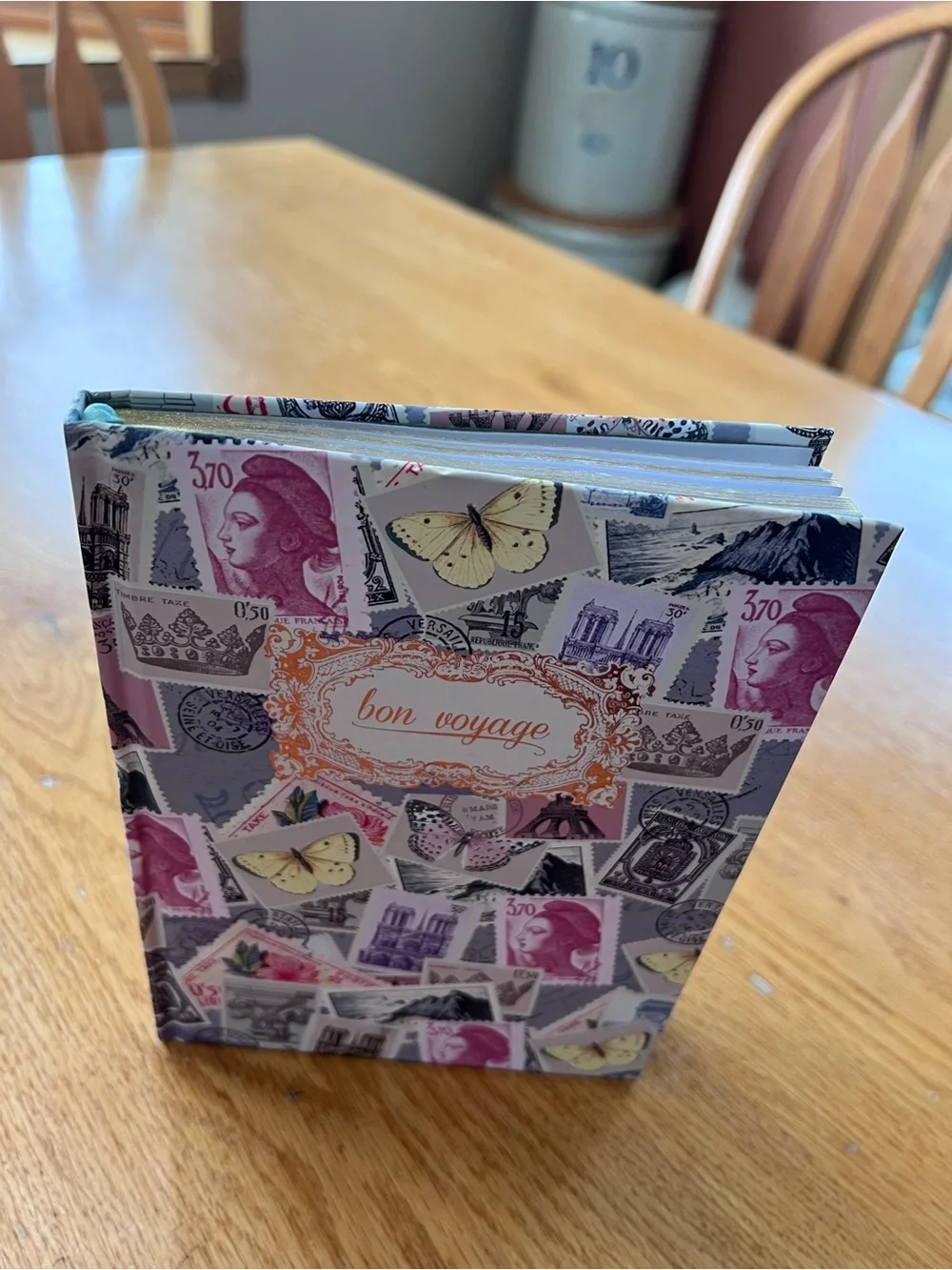 Buttercream Luxe Craft Hardcover Journal with vintage postage stamp design.